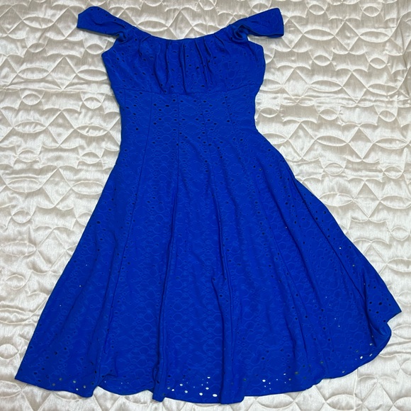 London Style Collection Short Midi Blue Dress Womens S Fully Lined Sleeveless - Picture 9 of 9